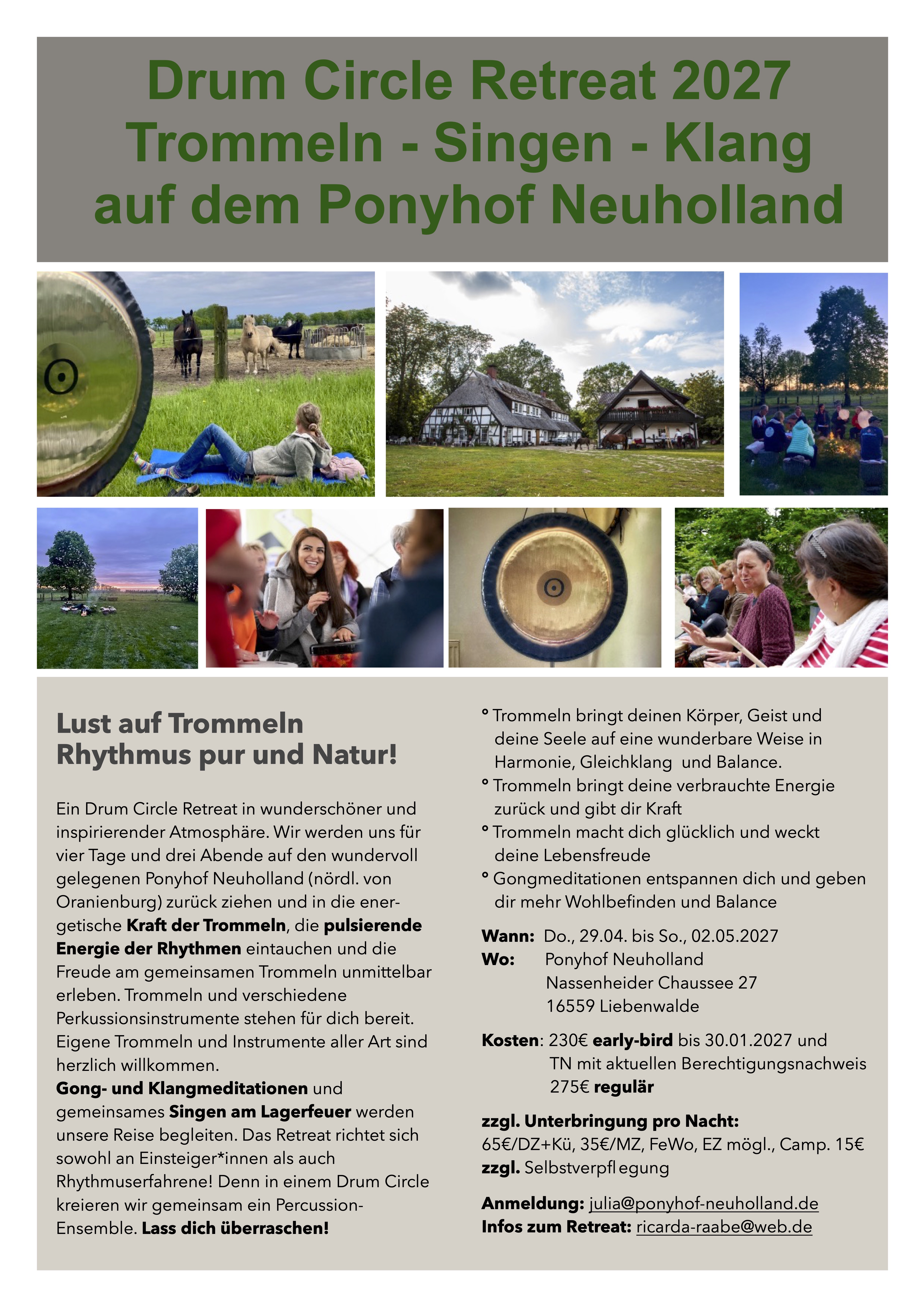 Drum Circle Retreat mit Ricarda Raabe auf dem Ponyhof Neuholland