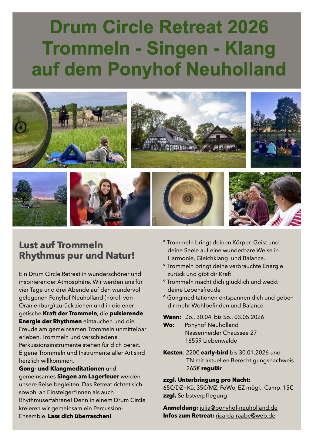 Drum Circle Retreat mit Ricarda Raabe auf dem Ponyhof Neuholland